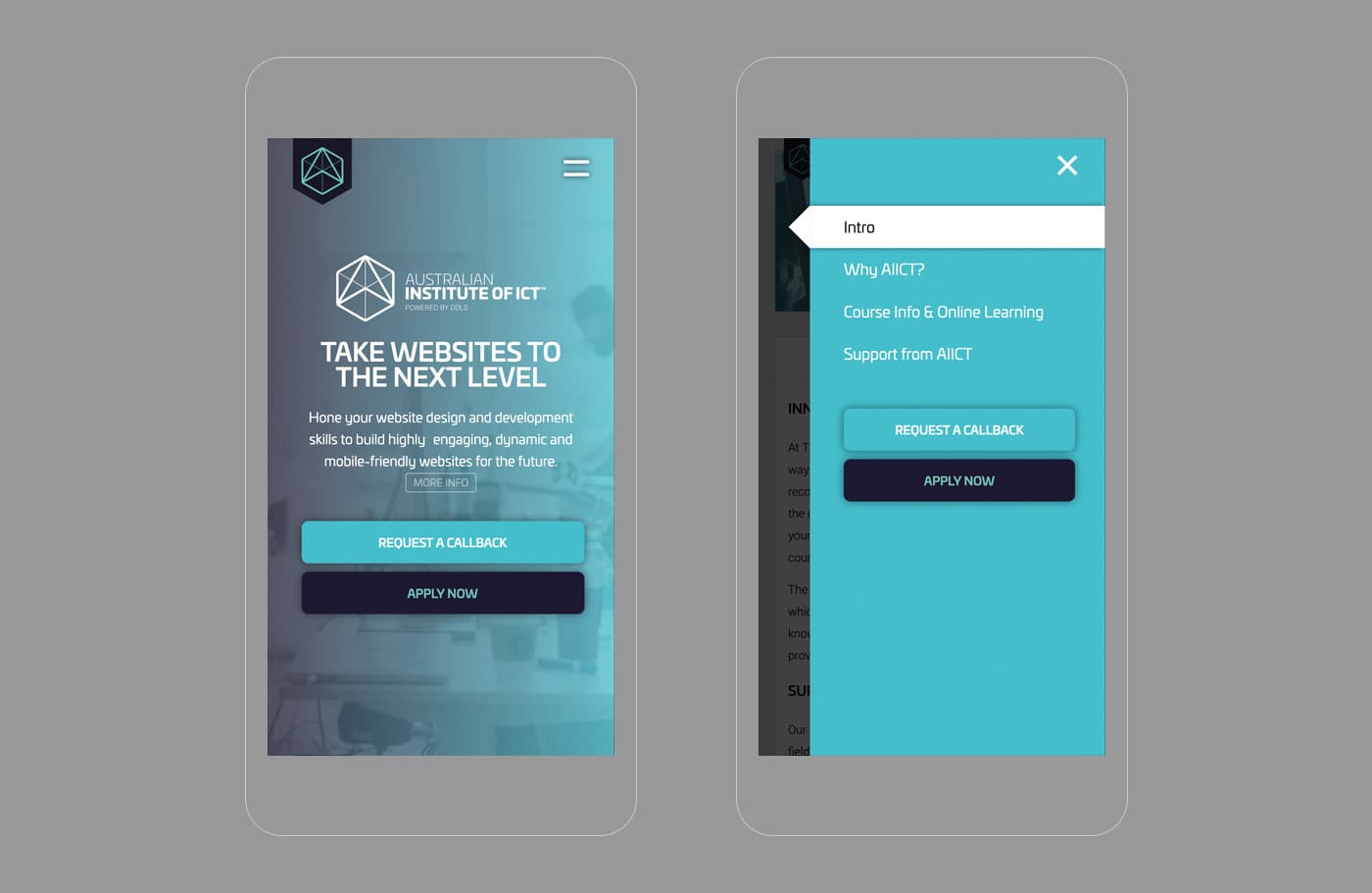 AIICT landing page design - mobile